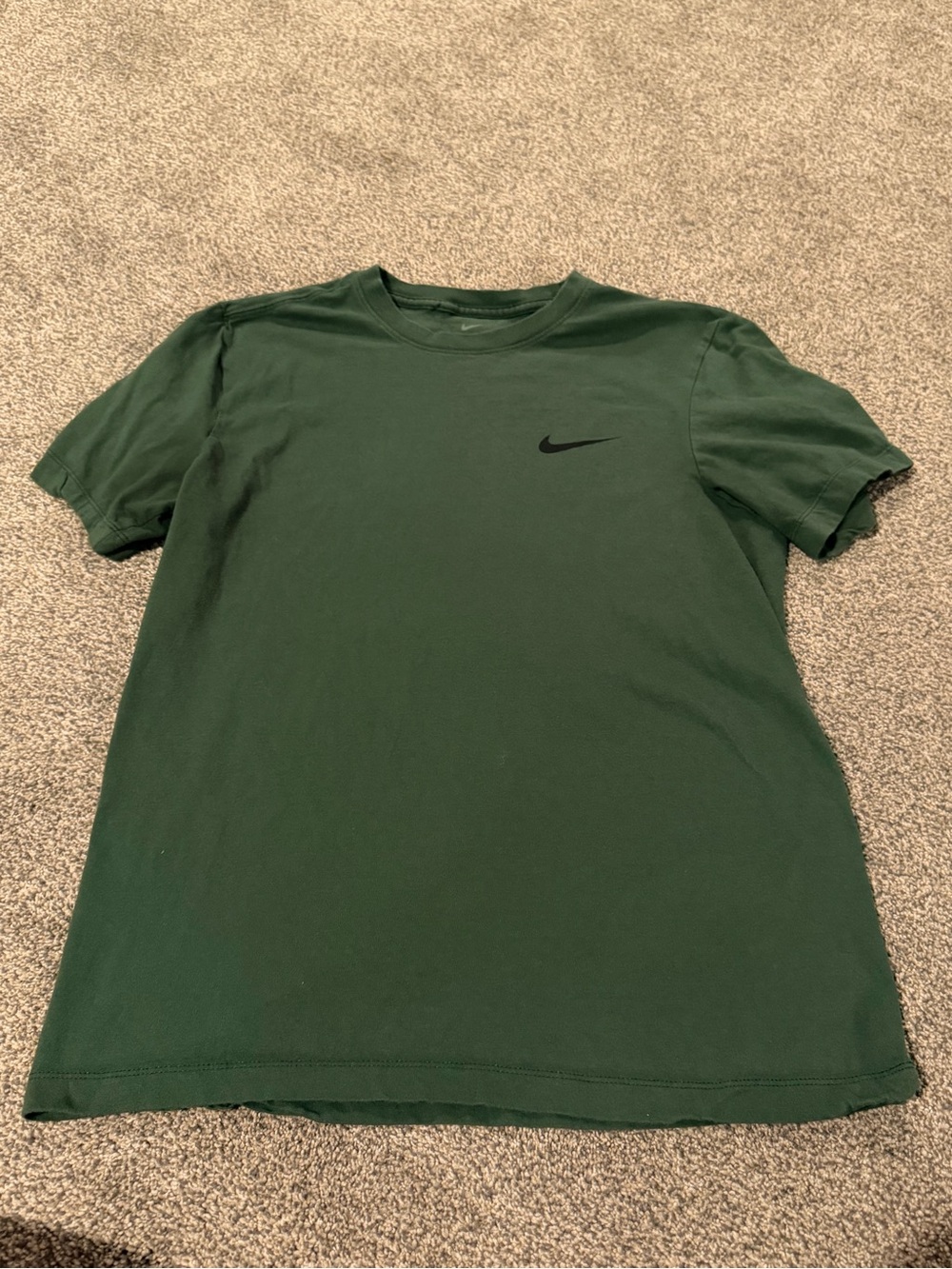 Nike Men's Forest Green Short Sleeve Crew Tee with Black Swoosh
